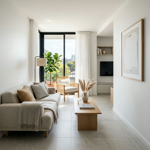 Interior real Sala-Comedor Modelo Sicilia Plus con acabados de loseta cerámica